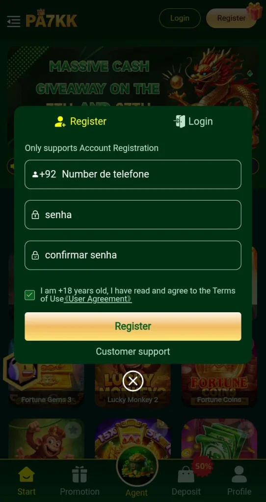 PA7KK Game Login for free