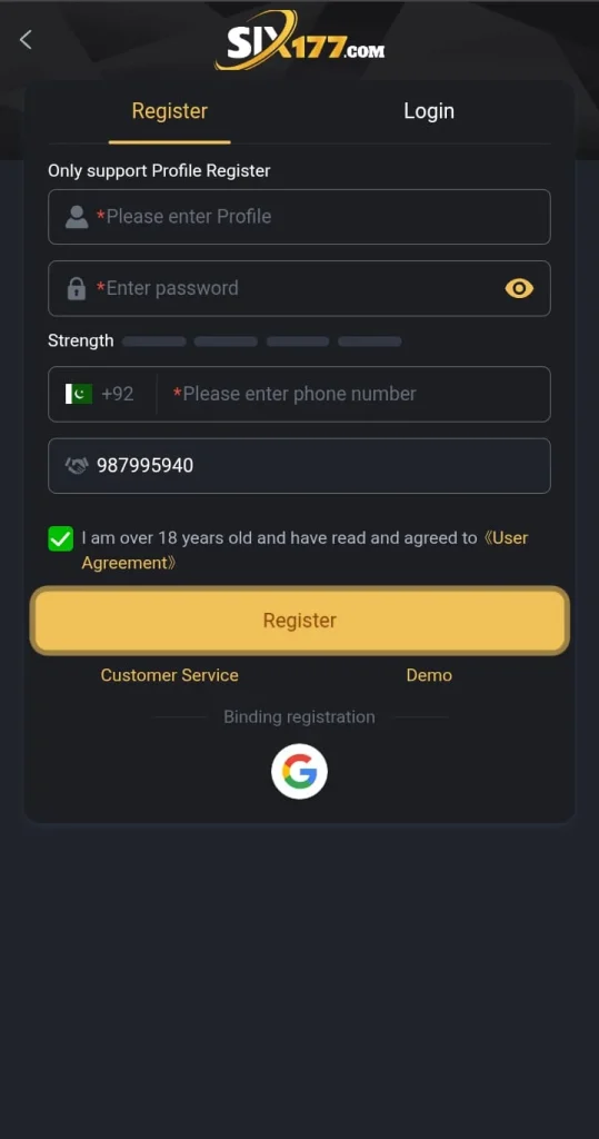 SIX177 Game login for free in Pakistan